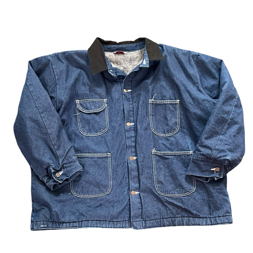 Vintage Bob Barker Prison Denim Work Chore Blanket Lined Jacket Size 3XL